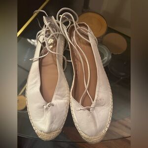Aquazzura Cream leather espadrille flat shoes with laces #espadrille
Size 6 1/2